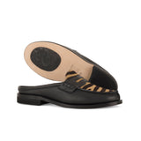 Flat Penny Loafer in Black and Beige Calfskin Leather