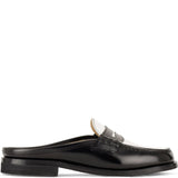 Flat Penny Loafer in White and Black Calfskin Leather
