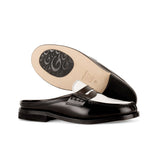 Flat Penny Loafer in White and Black Calfskin Leather