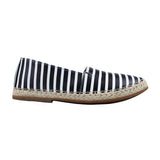 Espadrillas in Striped Black and White Calfskin Leather