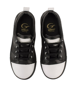 Black and white leather sneakers