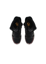 Load image into Gallery viewer, High-Top Sneakers in Black Leather &amp; Bordeaux Patent Leather
