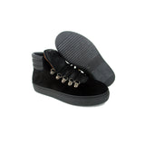 High-Top Sneakers in Black Suede and Elk Leather