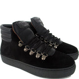 High-Top Sneakers in Black Suede and Elk Leather