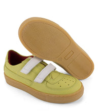 Load image into Gallery viewer, Green leather sneakers with amber sole
