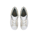 Low-Top Sneakers in Calfskin Leather with Gold Studs