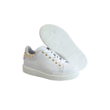 Low-Top Sneakers in Calfskin Leather with Gold Studs