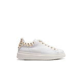 Low-Top Sneakers in Calfskin Leather with Gold Studs