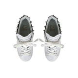 Low-Top Sneakers in White Calfskin Leather with Studs