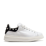 Low-Top Sneakers in White Calfskin Leather with Studs