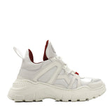 Low-Top Sneakers in White Calfskin and Fabric Leather