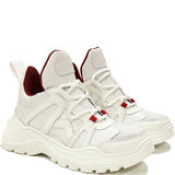 Low-Top Sneakers in White Calfskin and Fabric Leather