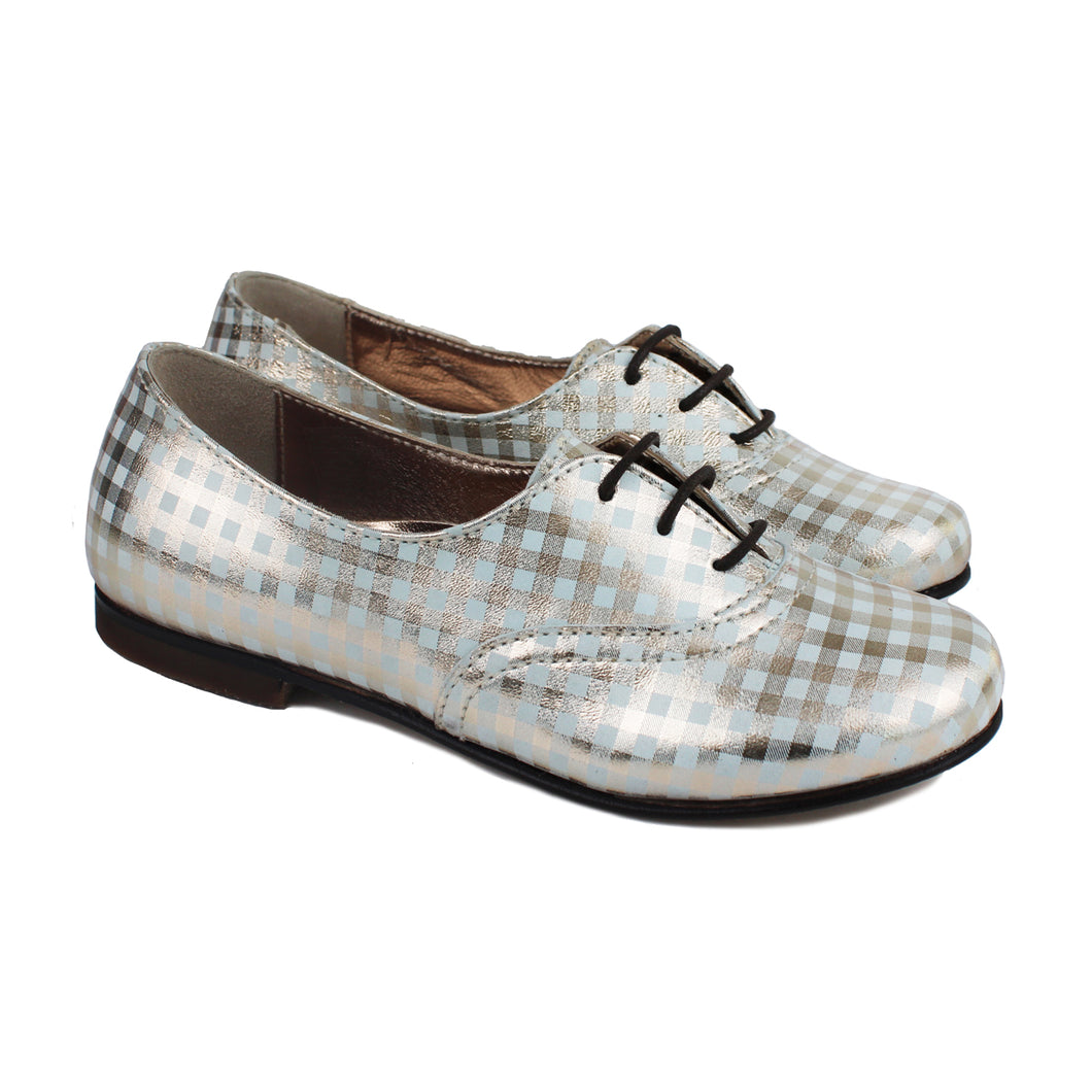 Derby in white/gold checks