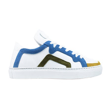 Load image into Gallery viewer, White sneaker with colored velor details
