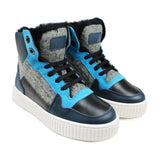 Sneakers in pelle e tessuto con fodera montone