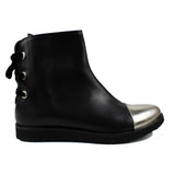 Ankle Boot in Black Leather with Laces