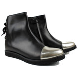 Ankle Boot in Black Leather with Laces
