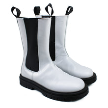 Load image into Gallery viewer, High-top Chelsea Boots in white shiny leather
