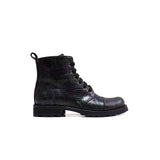 Boots in Blue Tartan Fabric Leather