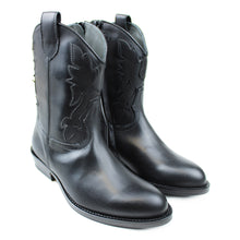 Load image into Gallery viewer, Texan Boots in black calf and black stitchings
