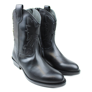 Texan Boots in black calf and black stitchings