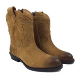 Texan boots in tan suede and vintage effect