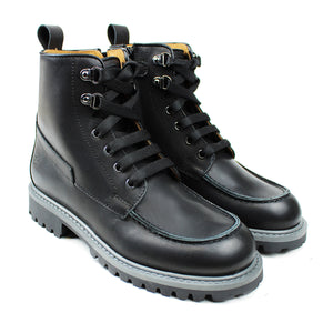 Combat Boots in black leather and grey details