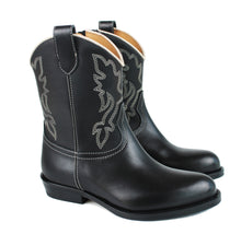 Load image into Gallery viewer, Texan Boots in black calf and ecru stitchings
