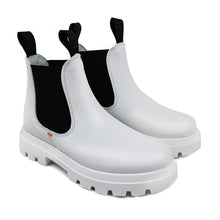 Load image into Gallery viewer, Full-white Chelsea boots in calf leather with chunky soles
