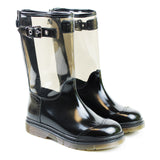 Boots in Black Calfskin and Transparent PVC Leather