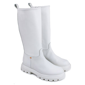 Full-white High-top boots in calf leather with chunky soles