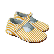 Load image into Gallery viewer, Slipon with yellow/white stripes and strap
