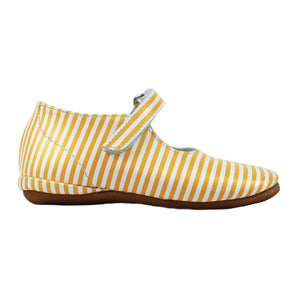 Slipon with yellow/white stripes and strap