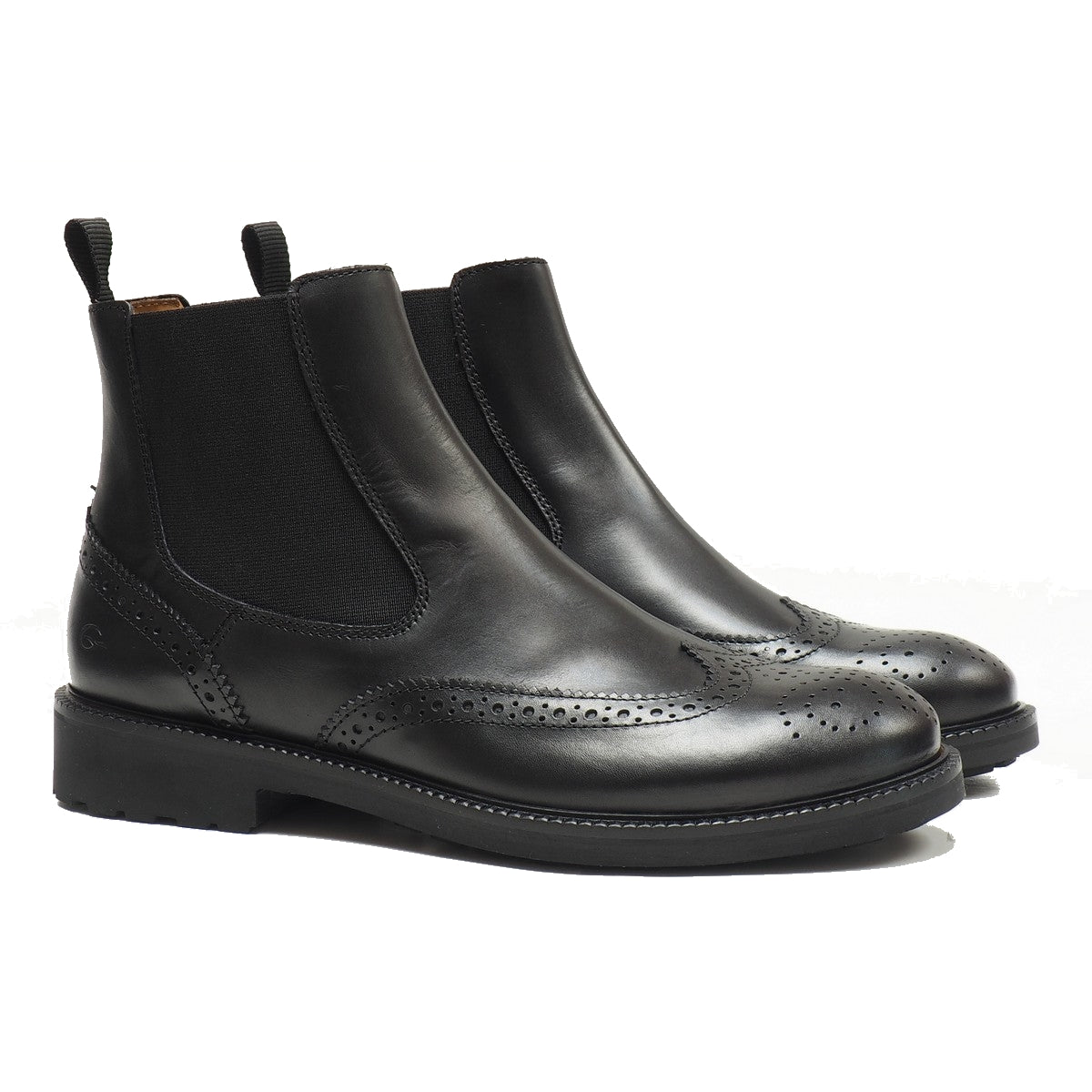 Brogue Chelsea boots in black calf – Gallucci