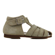 Load image into Gallery viewer, Toddler cage sandals in beige velour
