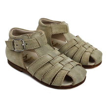 Load image into Gallery viewer, Toddler cage sandals in beige velour
