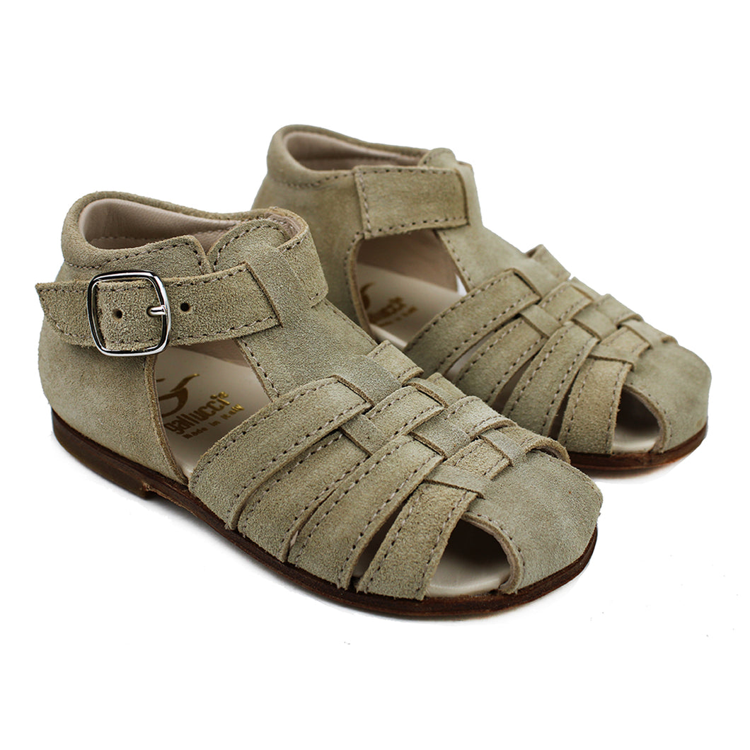 Toddler cage sandals in beige velour