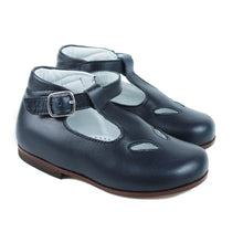 Load image into Gallery viewer, Navy toddler vintage sandal with buckle
