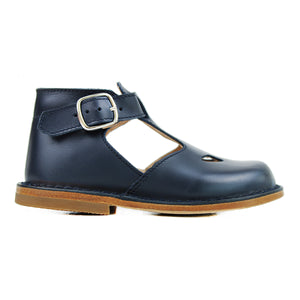 Toddler open shoes in blue leather with buckle