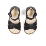 Sandals cross strap in metallic dark blue effect platinum calf leather