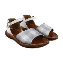 Load image into Gallery viewer, Toddler sandals in white leather with glitter print

