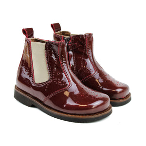 Toddler chelsea boots in bordeaux patent leather