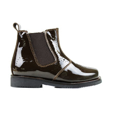 Load image into Gallery viewer, Toddler chelsea boots in dark brown patent leather
