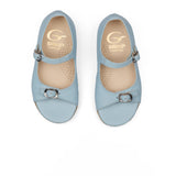 Etno Sandals with Buckles in Light Blue Calfskin Leather