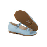 Etno Sandals with Buckles in Light Blue Calfskin Leather