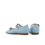 Etno Sandals with Buckles in Light Blue Calfskin Leather