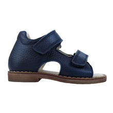 Load image into Gallery viewer, Navy toddler sandals with rubber sole
