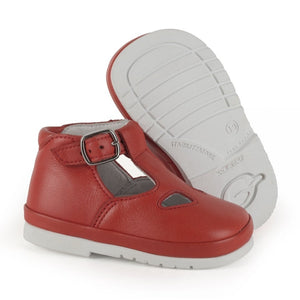Red toddler shoes with rubber sole