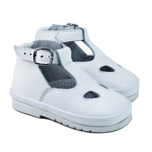 Load image into Gallery viewer, White toddler shoes with rubber sole
