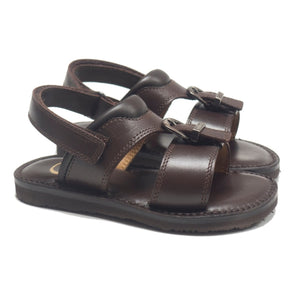 Toddler sandals in dark brown leather and buckle